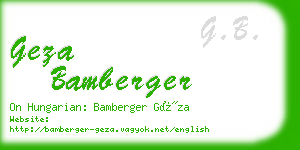 geza bamberger business card